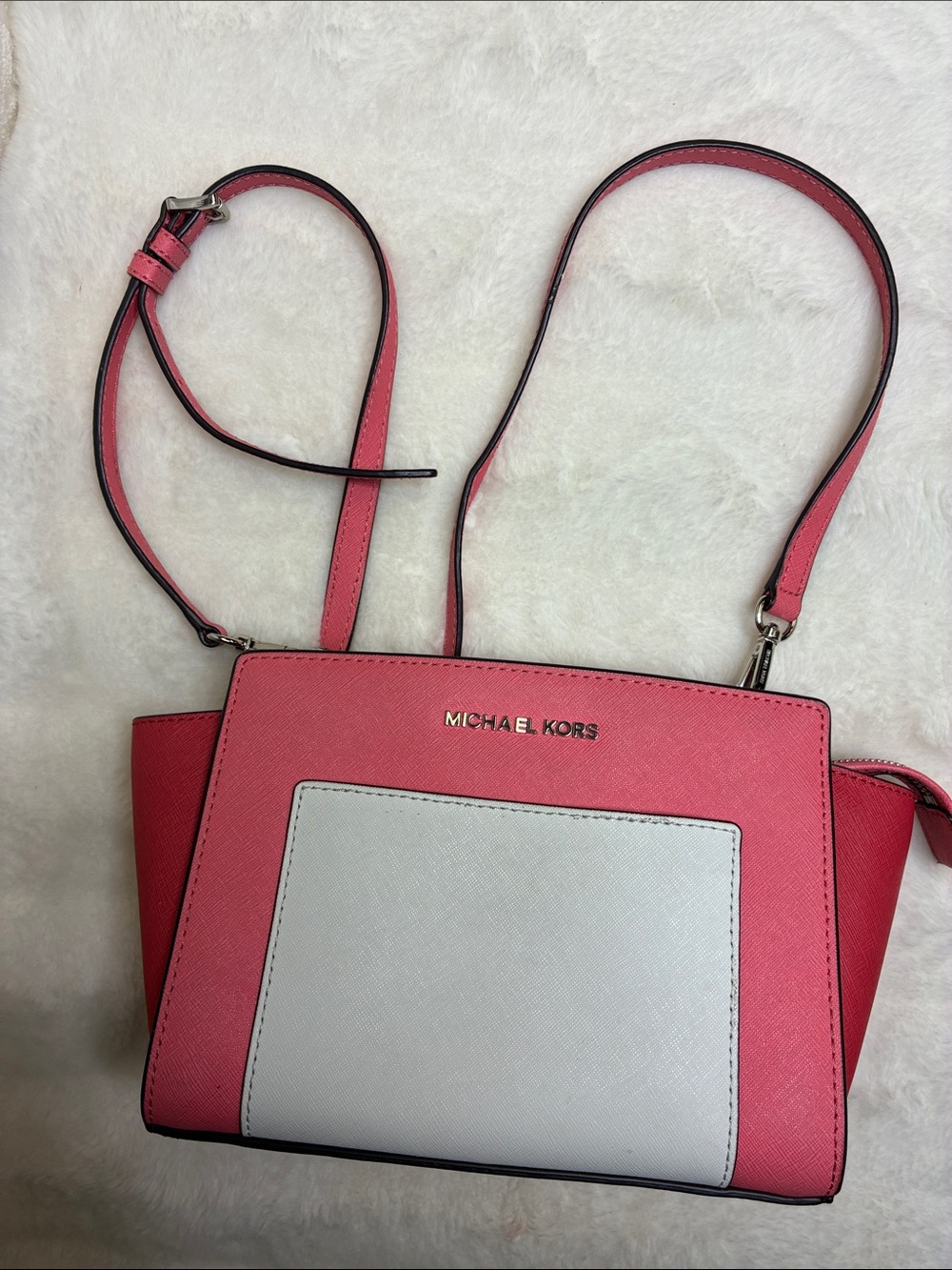 Michael Kors Pink and White Crossbody Bag